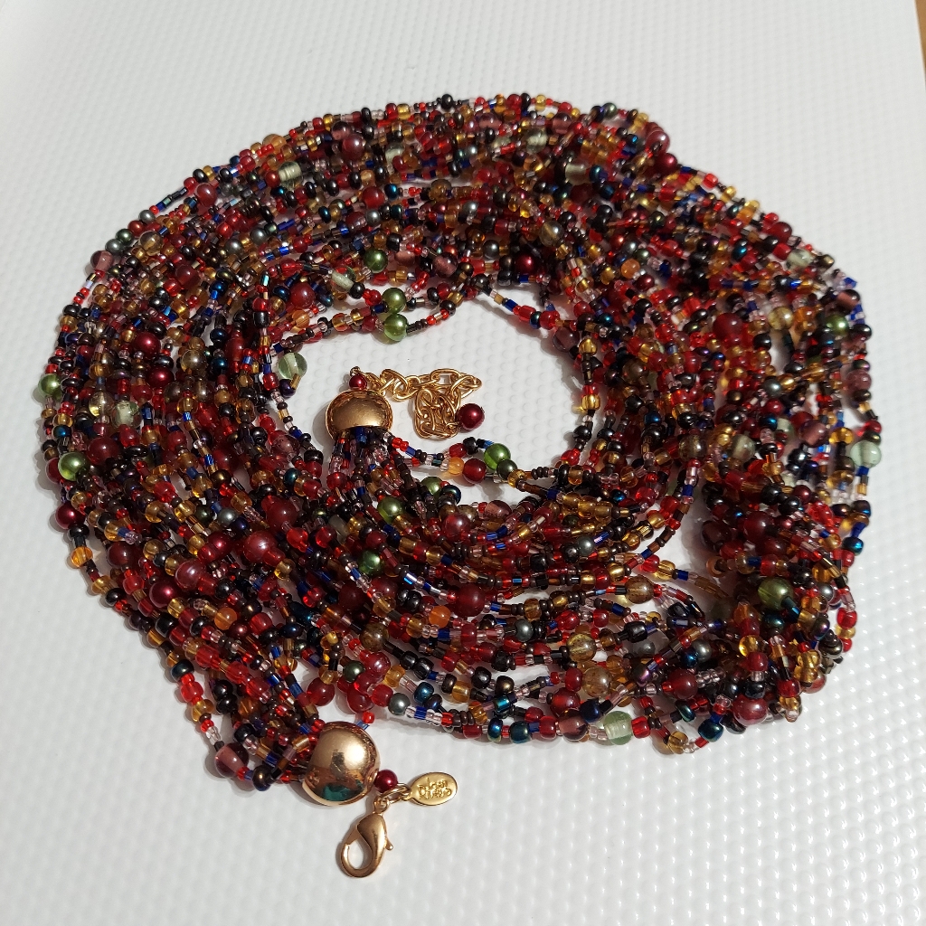 Joan River's Vintage Jewel Tone Bead & Faux Pearl/Torsade Style Statement Neckla